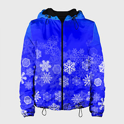 Женская куртка Снежинки на синем