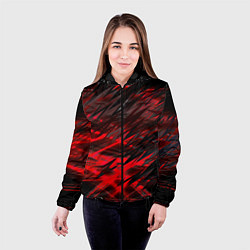 Куртка с капюшоном женская Черно красные текстуры, цвет: 3D-черный — фото 2