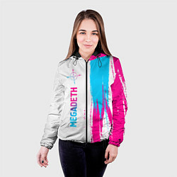 Куртка с капюшоном женская Megadeth neon gradient style по-вертикали, цвет: 3D-черный — фото 2