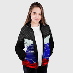 Куртка с капюшоном женская Стёганные ромбы: русский хакер, цвет: 3D-черный — фото 2