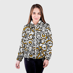 Куртка с капюшоном женская Жёлтый кружевной узор, цвет: 3D-белый — фото 2