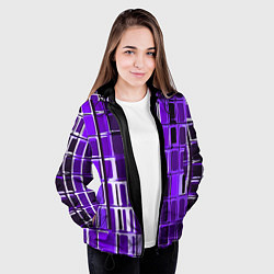 Куртка с капюшоном женская Фиолетовые прямоугольники, цвет: 3D-черный — фото 2
