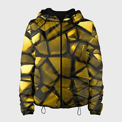 Куртка с капюшоном женская Золотые хромированные осколки, цвет: 3D-черный