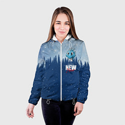 Куртка с капюшоном женская Дракон в зимнем лесу, цвет: 3D-белый — фото 2