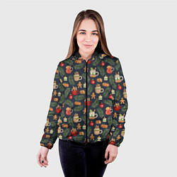 Куртка с капюшоном женская Новогодние напитки, цвет: 3D-черный — фото 2