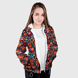Куртка с капюшоном женская Красивый русский узор, цвет: 3D-белый — фото 2
