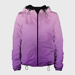 Куртка с капюшоном женская Нежный розовый и насыщенный малиновый градиент, цвет: 3D-черный