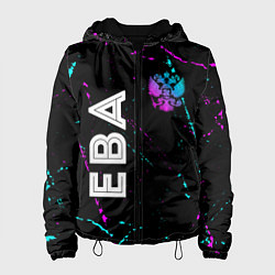 Куртка с капюшоном женская Ева и неоновый герб России вертикально, цвет: 3D-черный