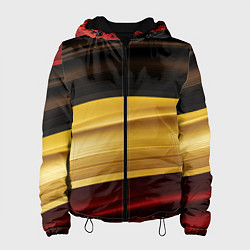 Куртка с капюшоном женская Черный красный желтый цвет абстракции, цвет: 3D-черный