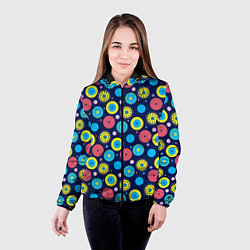 Куртка с капюшоном женская Геометрические узоры из кругов, цвет: 3D-черный — фото 2