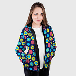Куртка с капюшоном женская Геометрические узоры из кругов, цвет: 3D-черный — фото 2