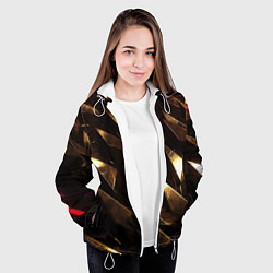Куртка с капюшоном женская Золотые камни абстракт, цвет: 3D-белый — фото 2