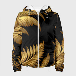Женская куртка Золотые объемные листья узоры