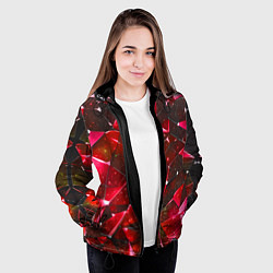 Куртка с капюшоном женская Красное разбитое стекло, цвет: 3D-черный — фото 2