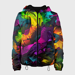 Куртка с капюшоном женская Яркие разноцветные краски, цвет: 3D-черный