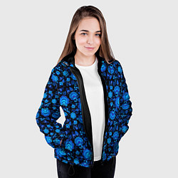 Куртка с капюшоном женская Новогодняя гжельская роспись чёрный фон, цвет: 3D-черный — фото 2