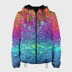 Куртка с капюшоном женская Разноцветные пиксели, цвет: 3D-черный