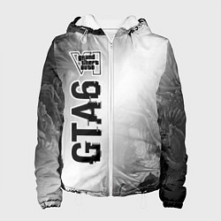 Куртка с капюшоном женская GTA6 glitch на светлом фоне по-вертикали, цвет: 3D-белый