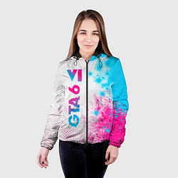 Куртка с капюшоном женская GTA 6 neon gradient style по-вертикали, цвет: 3D-черный — фото 2
