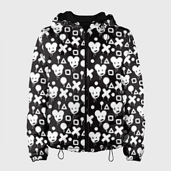 Куртка с капюшоном женская Черно белые фигурки, цвет: 3D-черный