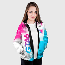 Куртка с капюшоном женская GTA6 neon gradient style вертикально, цвет: 3D-черный — фото 2