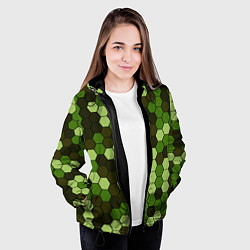 Куртка с капюшоном женская Камуфляж гексагон лесной, цвет: 3D-черный — фото 2