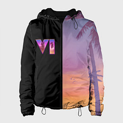Куртка с капюшоном женская GTA 6 пальмы, цвет: 3D-черный