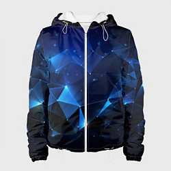 Куртка с капюшоном женская Синяя геометрическая абстракция, цвет: 3D-белый