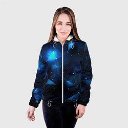 Куртка с капюшоном женская Синяя геометрическая абстракция, цвет: 3D-белый — фото 2
