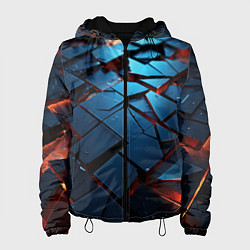 Куртка с капюшоном женская Синие битые плитки, цвет: 3D-черный