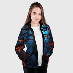 Куртка с капюшоном женская Синие битые плитки, цвет: 3D-черный — фото 2