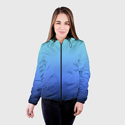 Куртка с капюшоном женская Голубой и черно-синий градиент, цвет: 3D-черный — фото 2