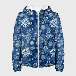 Женская куртка Snowflakes on a blue background