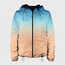 Куртка с капюшоном женская Сине-бежевый градиент, цвет: 3D-черный