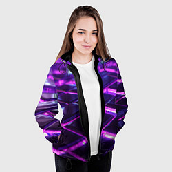Куртка с капюшоном женская Фиолетовая неоновая плитка, цвет: 3D-черный — фото 2