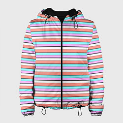 Куртка с капюшоном женская Полосатый оранжевый, цвет: 3D-черный