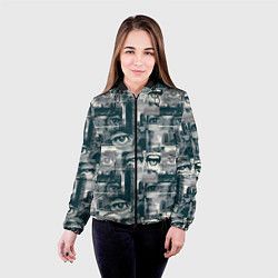 Куртка с капюшоном женская Газетный узор, цвет: 3D-черный — фото 2