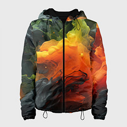 Куртка с капюшоном женская Взрыв оранжевой краски, цвет: 3D-черный