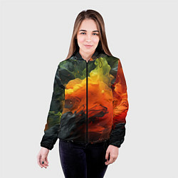 Куртка с капюшоном женская Взрыв оранжевой краски, цвет: 3D-черный — фото 2