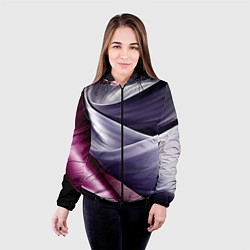 Куртка с капюшоном женская Абстрактные волнистые полосы, цвет: 3D-черный — фото 2