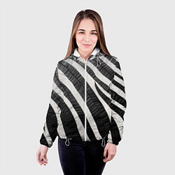 Куртка с капюшоном женская Зебровые полоски на текстуре, цвет: 3D-белый — фото 2