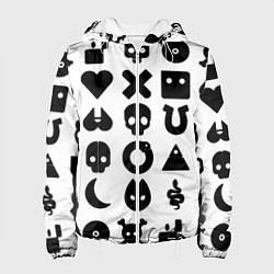 Куртка с капюшоном женская Love death robots pattern white, цвет: 3D-белый