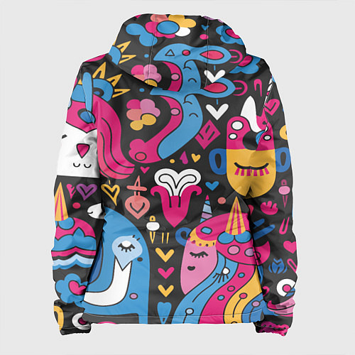 Женская куртка Абстрактные единороги / 3D-Черный – фото 2