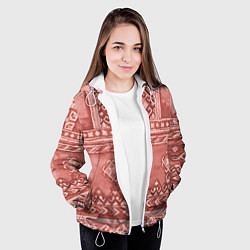 Куртка с капюшоном женская Красный славянский орнамент, цвет: 3D-белый — фото 2