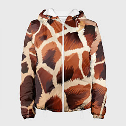 Куртка с капюшоном женская Пятнистый мех жирафа, цвет: 3D-белый