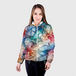 Куртка с капюшоном женская Нарисованная спиртовыми чернилами иллюстрация, цвет: 3D-белый — фото 2