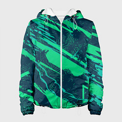 Куртка с капюшоном женская Бирюзовый текстурный фон, цвет: 3D-белый