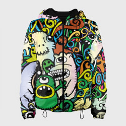 Куртка с капюшоном женская Сумасшедшие монстры, цвет: 3D-черный