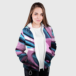 Куртка с капюшоном женская Пластичная абстракция, цвет: 3D-белый — фото 2