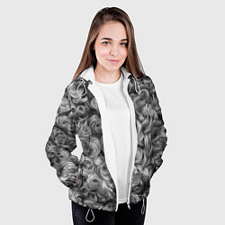 Куртка с капюшоном женская Кудрявая шерсть баранов, цвет: 3D-белый — фото 2